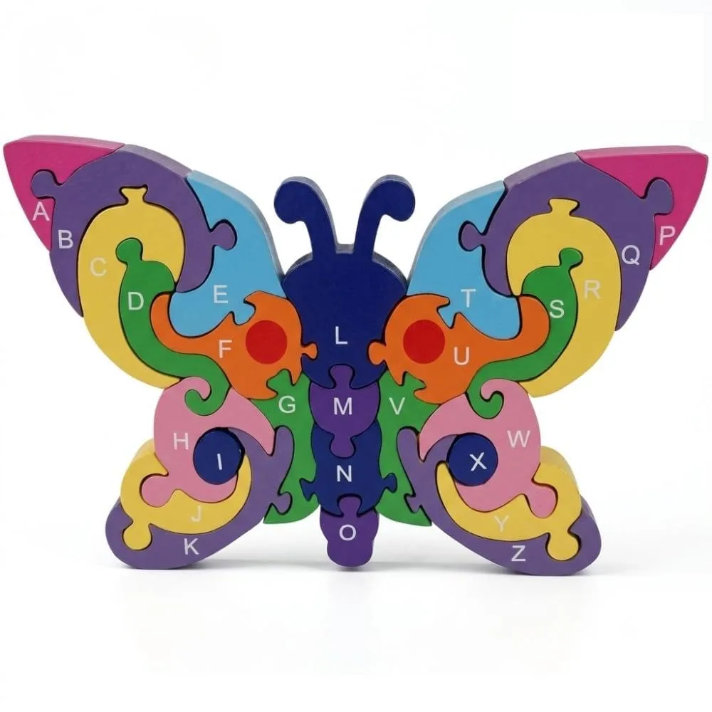 Butterfly Puzzle for Kids, Colorful Wooden Butterfly Jigsaw Puzzle Toy for Children, Educational Learning Puzzle Game for Boys and Girls, Fun Brain Teaser Activity, Creative Montessori Toy