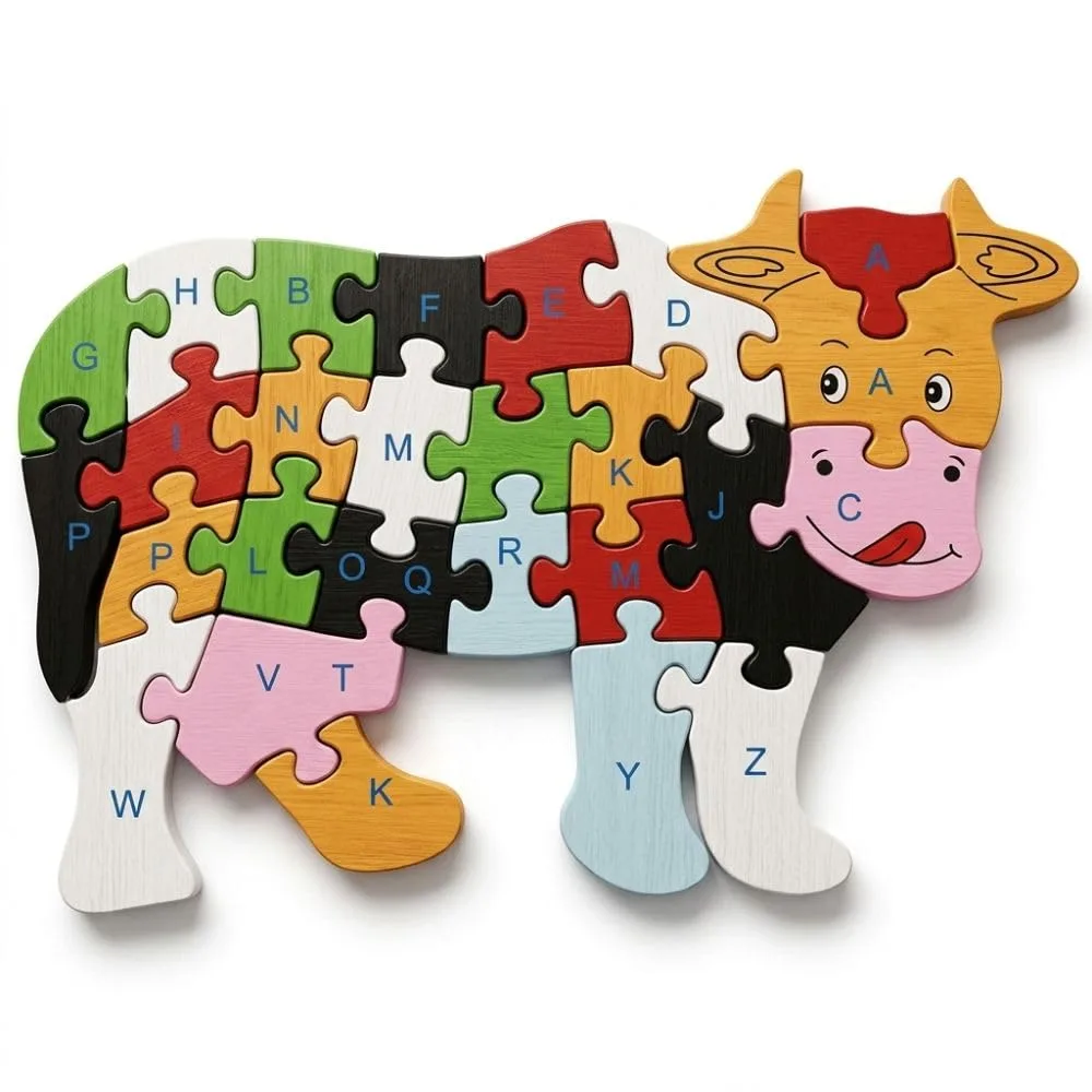 Cow Puzzle for Kids, Fun Animal-Themed Educational Puzzle Toy for Children, Interactive Brain Game for Learning, Matching, Problem Solving, Hand-Eye Coordination & Creative Play