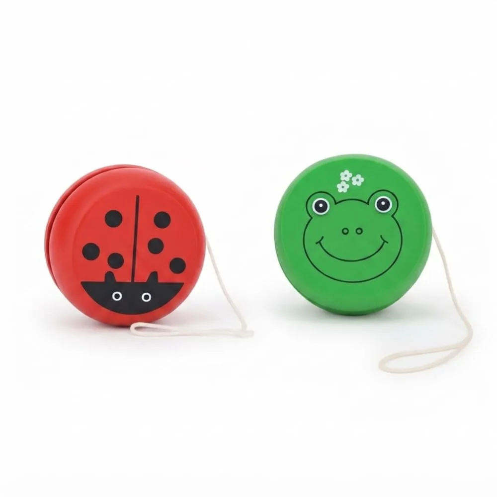 Smooth Spin Animal Printed Yo-Yo Toy | High-Speed Wooden Yo-Yo Ball Game for Boys, Girls & Kids | Colorful Multi-Color Toys | Set of 2 | Fun & Interactive Toy for All Ages