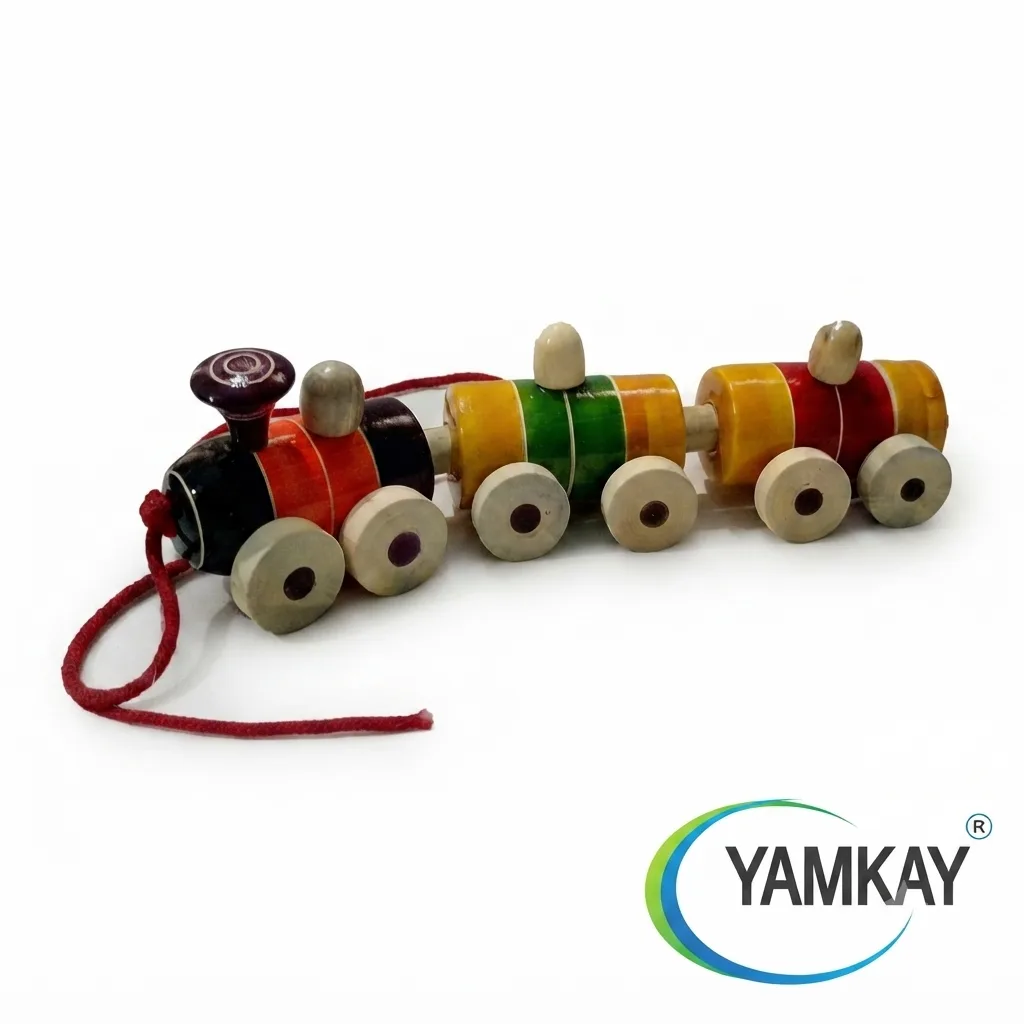 Wooden Pull Train Toy for Kids, Traditional Wooden Toy Train with Pull-Along Design, Colourful Educational Activity Toy for Boys & Girls, Screen-Free Indoor Play Toy, Gift for Children