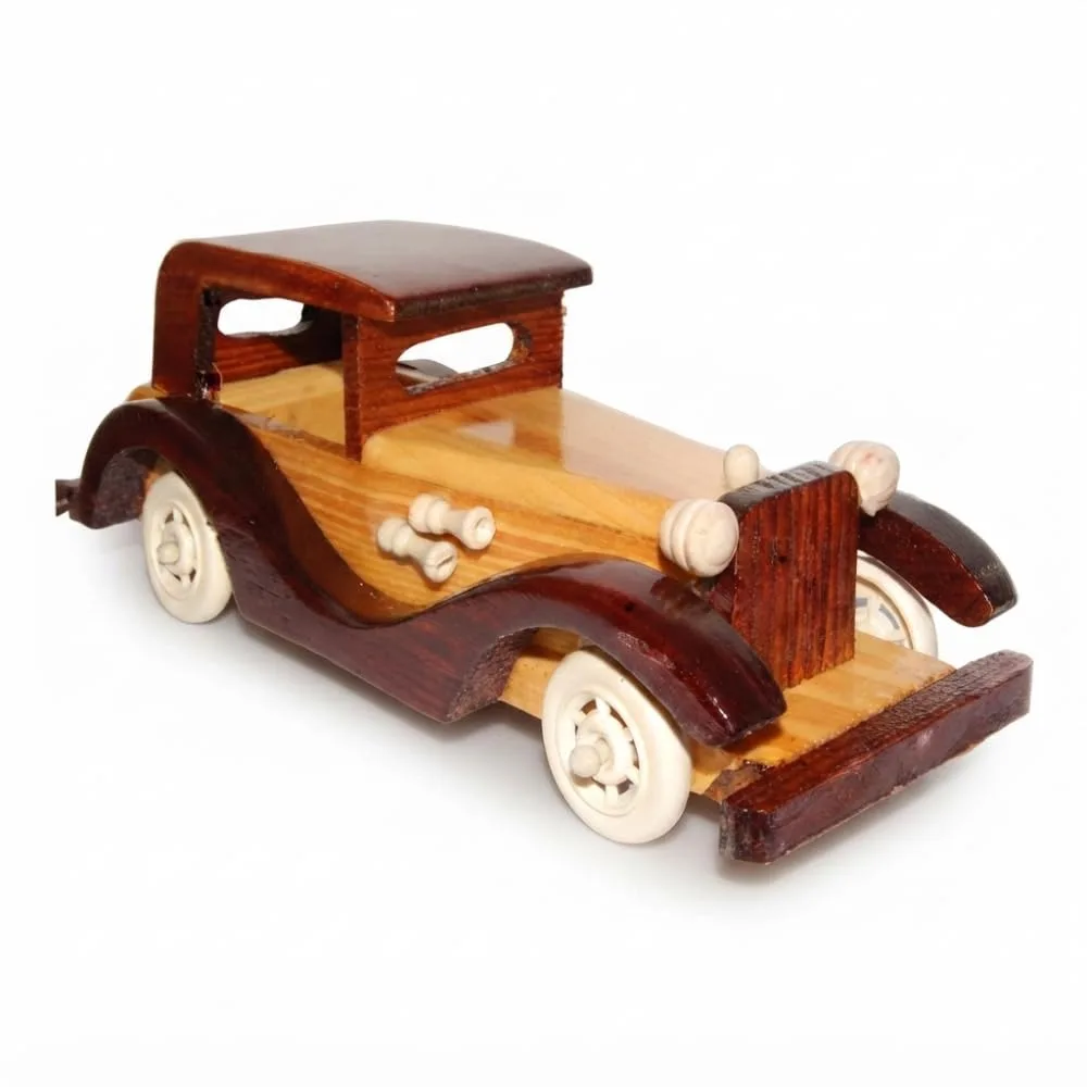 Wooden Vintage Classic Vehicle Car – Small Retro Model for Home Decoration & Kids Playing Toy – Handcrafted Wooden Vintage Car, Ideal for Display, Collectibles & Gifts – Pack of 1