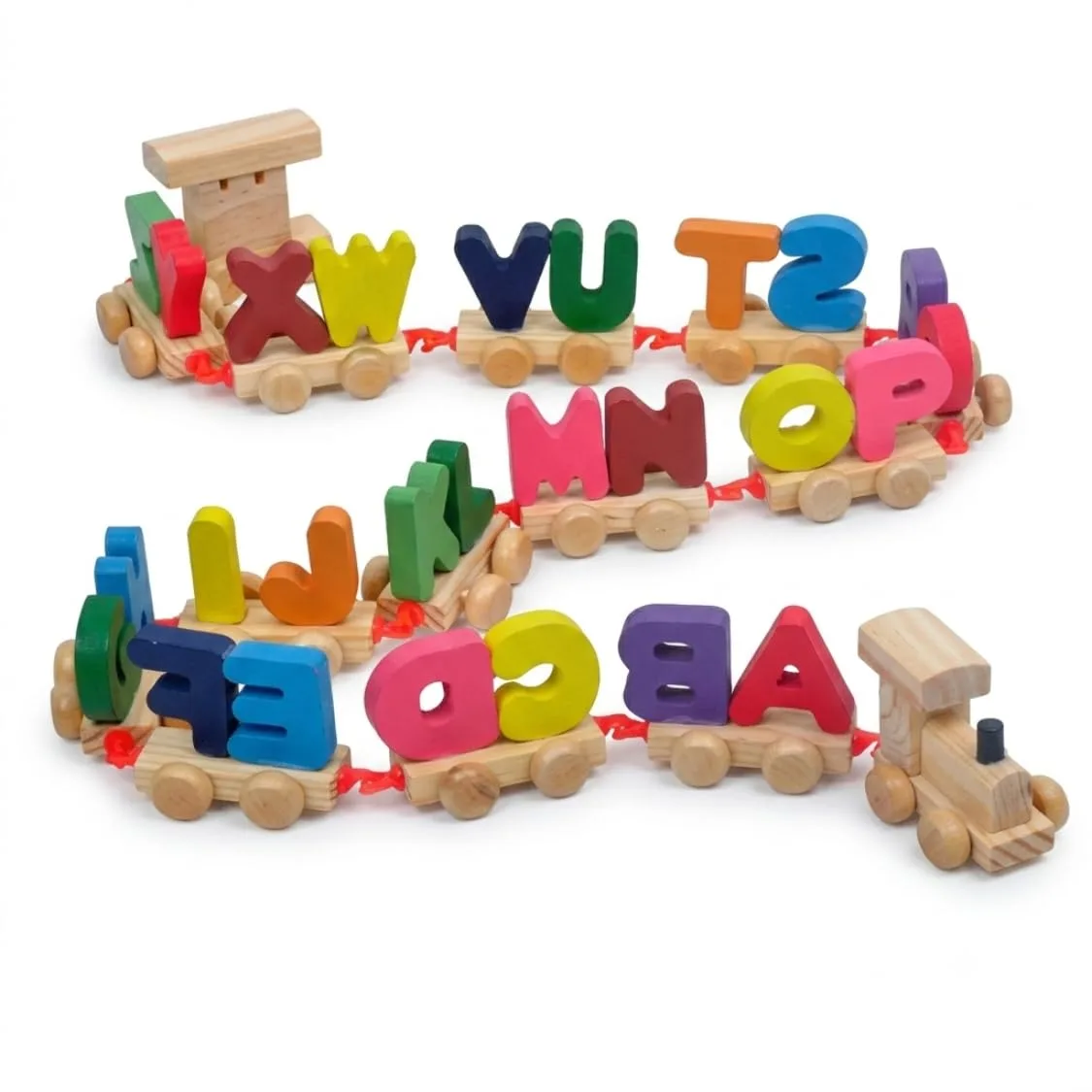 Wooden Alphabet Letters Train A-Z English Vocabulary Building Train Set Early Educational Toys Kids 2+ Years for Boys & Girls AZPack of Multi Color