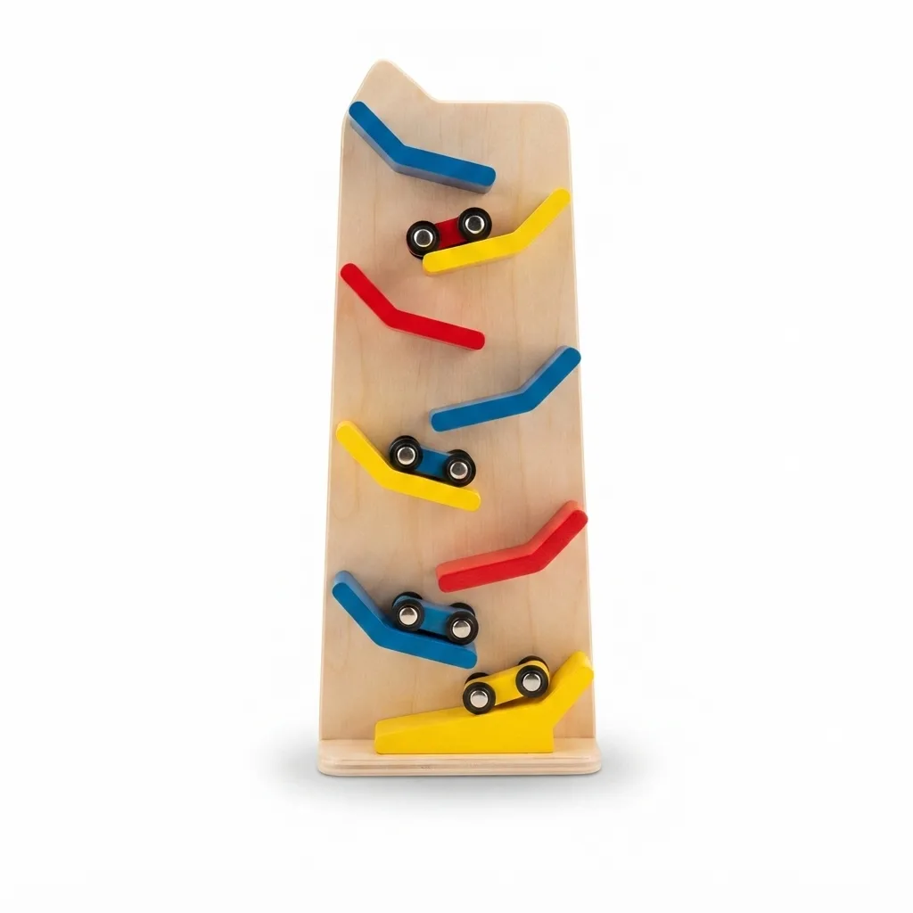 Wooden Slippery Cars Gravity Track Set Cars Race Track Playset 31 x 9 x 12 CM Pack of 1 | Wooden Race Track Car Ramp Toys for 1 to 2 Years Old Baby Motor Skills Race Tracks Car Ramp Vehicle