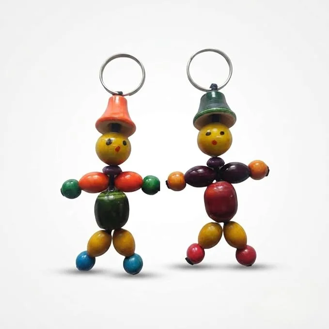 Handcrafted Wooden Joker Keychain for Men & Women, Traditional Handmade Wooden Key Ring, Cute Joker Character Key Holder, Lightweight Pocket & Bag Accessory, Unique Gift for Kids & Adults