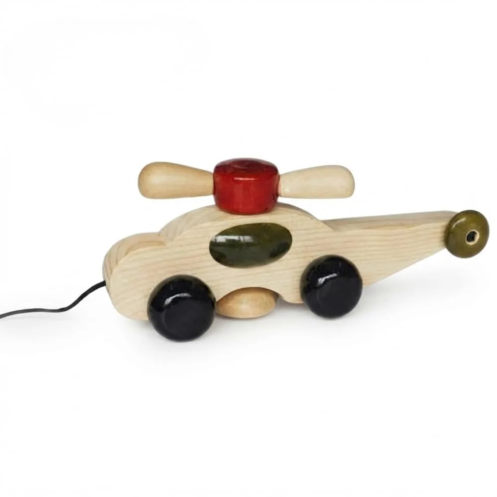 Wooden Beautiful Pull Along Helicopter Toy for Baby Boy & Girl Toddlers Child Safe Toy Pack Of 1 | 12 Months & Above Kids, Toddlers, Infant & Preschool Toys | Develop Fine Motor Skills For Kids