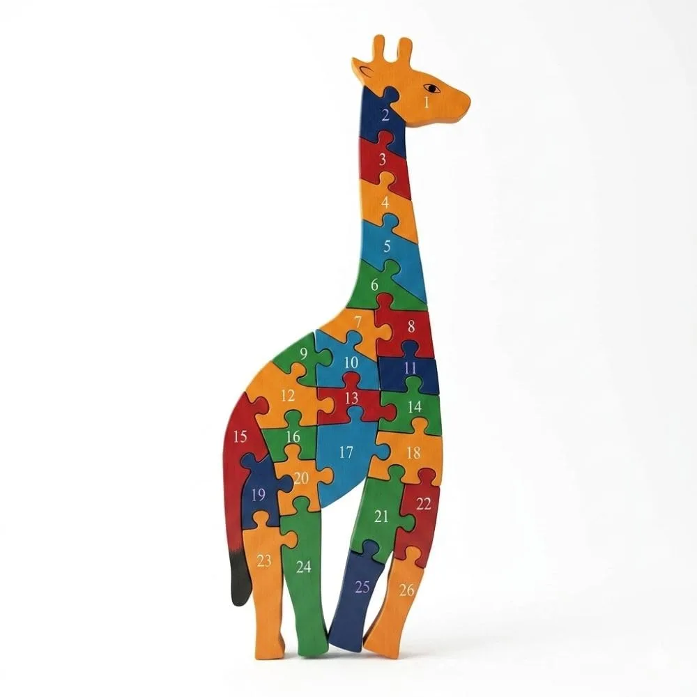 Wooden Giraffe Puzzle Toy for Kids, Colorful Animal Shape Puzzle Board, Educational Montessori Learning Toy for Toddlers, Fine Motor Skills, Hand-Eye Coordination & Early Learning Activity