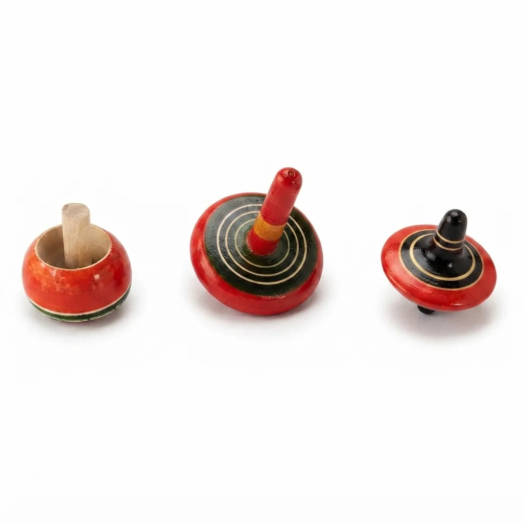 Kids Spinning Toy for Boys & Girls, Colorful Wooden Spinning Top Toy for Fun Play, Hand-Eye Coordination & Fine Motor Skill Development, Traditional Interactive Toy for Indoor & Outdoor Activities Combo of 3