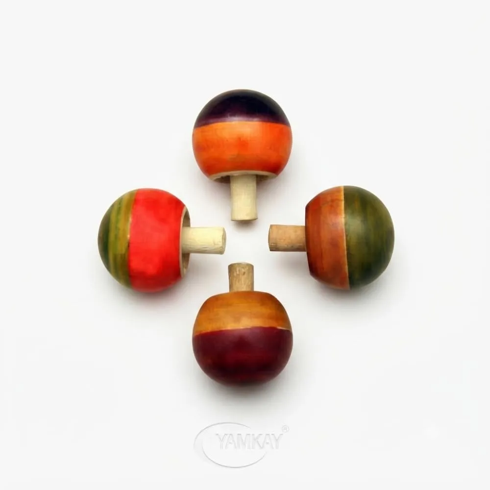 Wooden Spinning Top Toy for Kids, Traditional Handmade Wooden Top with Easy Spin Design, Skill-Building Activity Toy for Boys and Girls, Fun Indoor Outdoor Play Gift(set of 4)(color may vary)