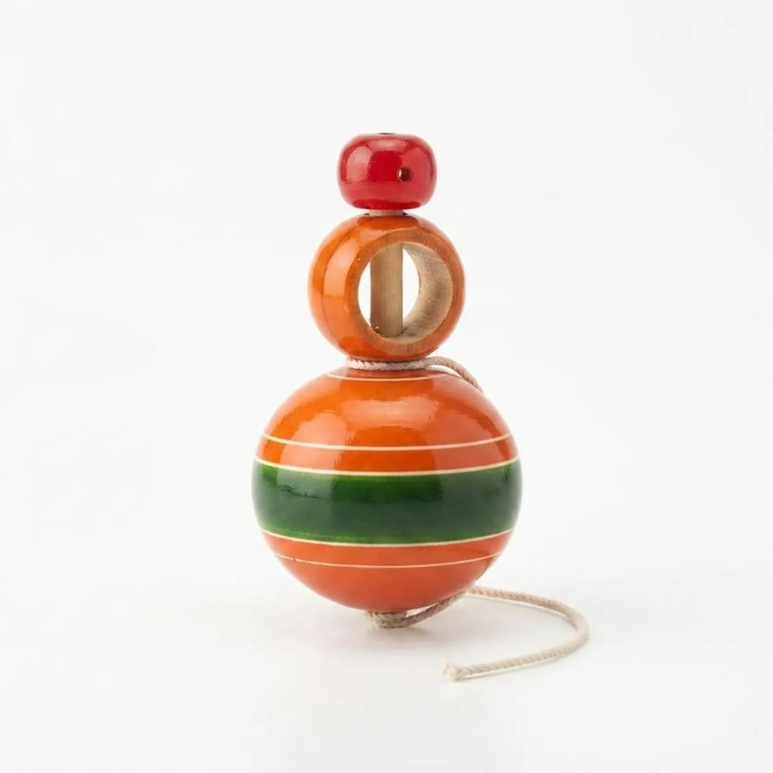 Round Thread Pulling Spinning Top Toy for Kids, Traditional Handmade Spinning Toy with Pull String, Fun Rotating Activity Toy for Boys and Girls, Educational Skill Development Toy for Indoor Play(color may vary)