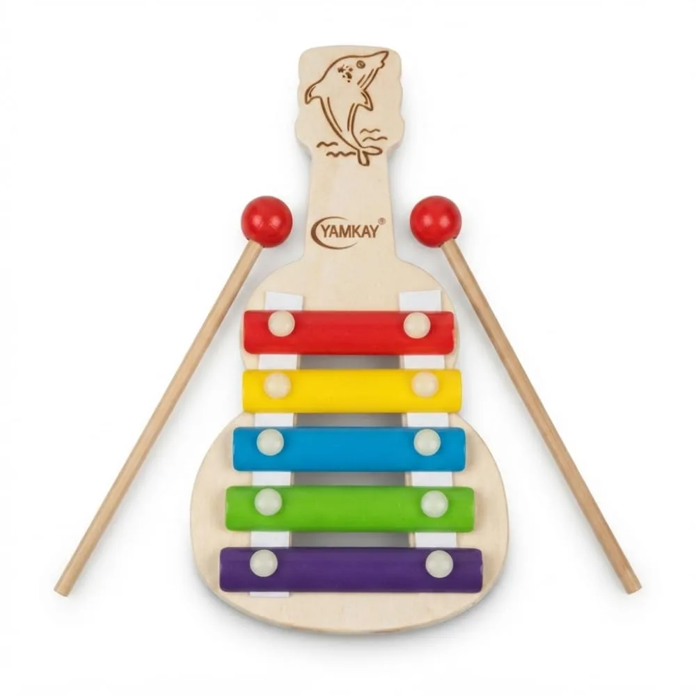 Wooden Xylophone Guitar Toy for Kids, 5 Notes Musical Instrument with Colorful Keys and Guitar Design, Educational Learning Toy for Boys and Girls, Creative Music & Rhythm Play Gift
