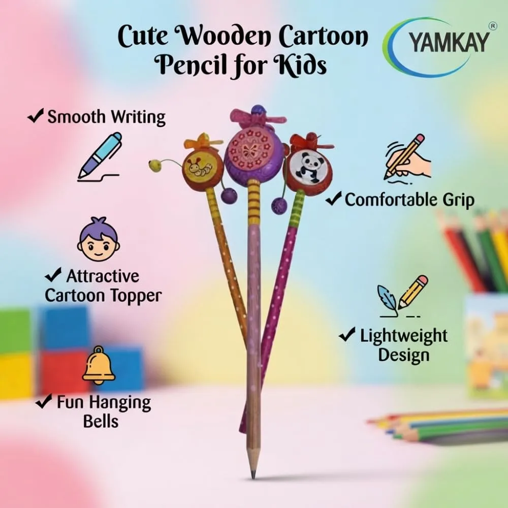 Wooden Cartoon Shape Animals Design Pencil Set for Kids, Cute Animal Printed Wooden Pencils for Drawing, Writing, Sketching & School Use, Fun Stationery Gift for Boys and Girls, Creative Learning Supplies