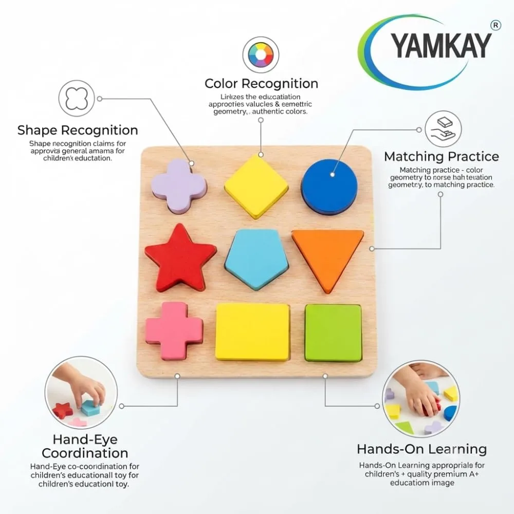 Shape Matching Toy Wooden Preschool Educational Puzzle for Kids Learn Color and Recognition Board Toys Perfect for Developing Creativity Multi Color Pack of 1