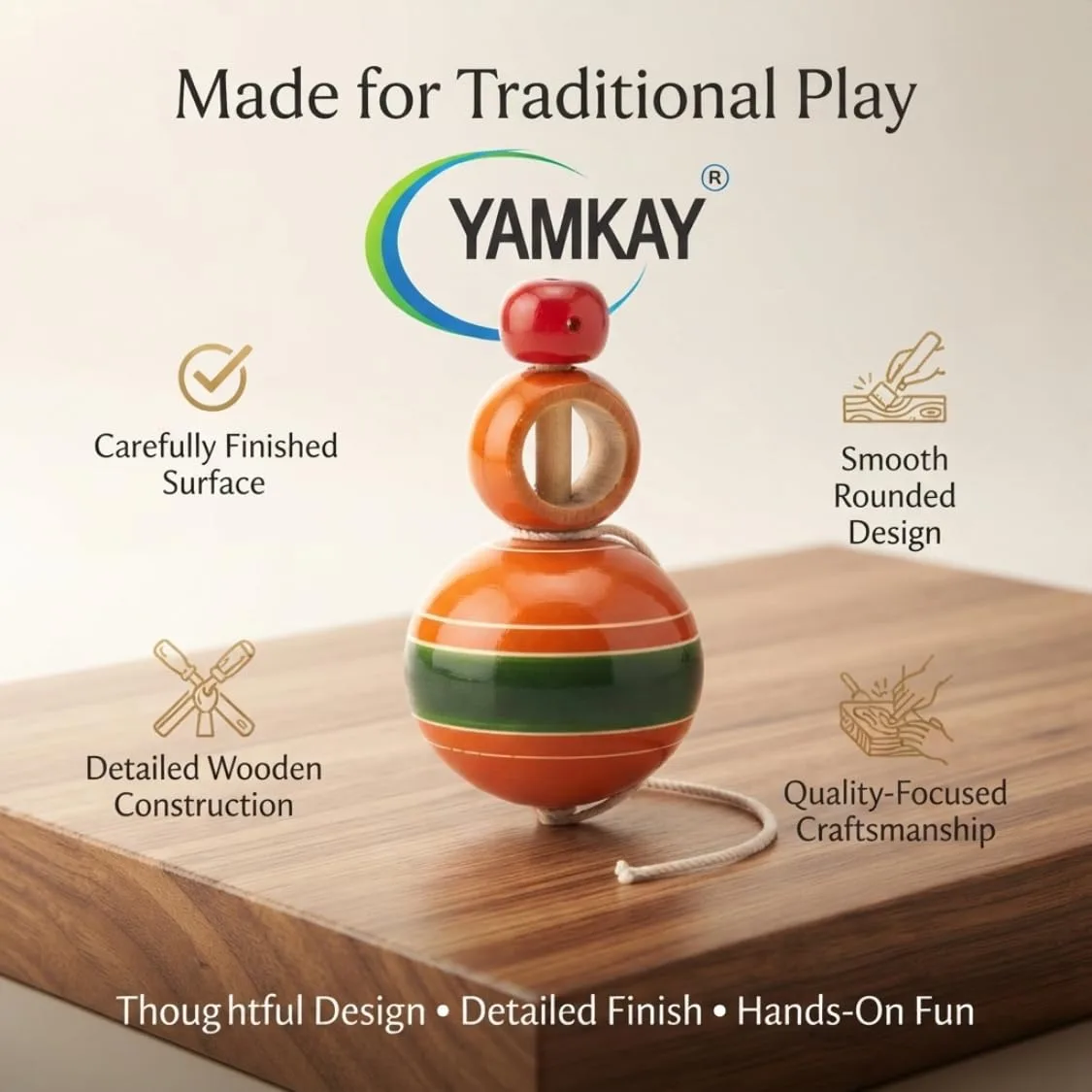 Round Thread Pulling Spinning Top Toy for Kids, Traditional Handmade Spinning Toy with Pull String, Fun Rotating Activity Toy for Boys and Girls, Educational Skill Development Toy for Indoor Play(color may vary)
