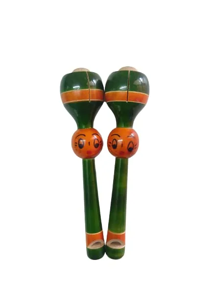 Wooden Face and Whistle Rattle Baby Toys for Boys and Girls | Safe, Non-Toxic, Eco-Friendly Wooden Rattles for Infants | Ideal for Early Development & Play-Multi-Color Set of 2