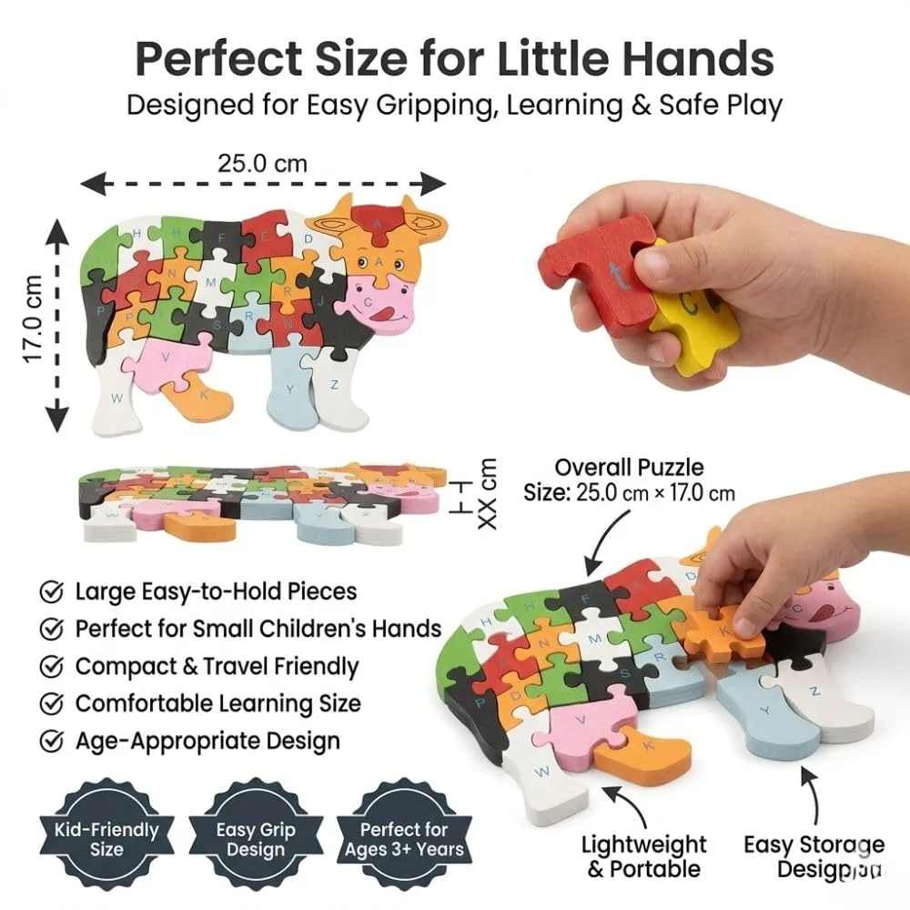 Cow Puzzle for Kids, Fun Animal-Themed Educational Puzzle Toy for Children, Interactive Brain Game for Learning, Matching, Problem Solving, Hand-Eye Coordination & Creative Play