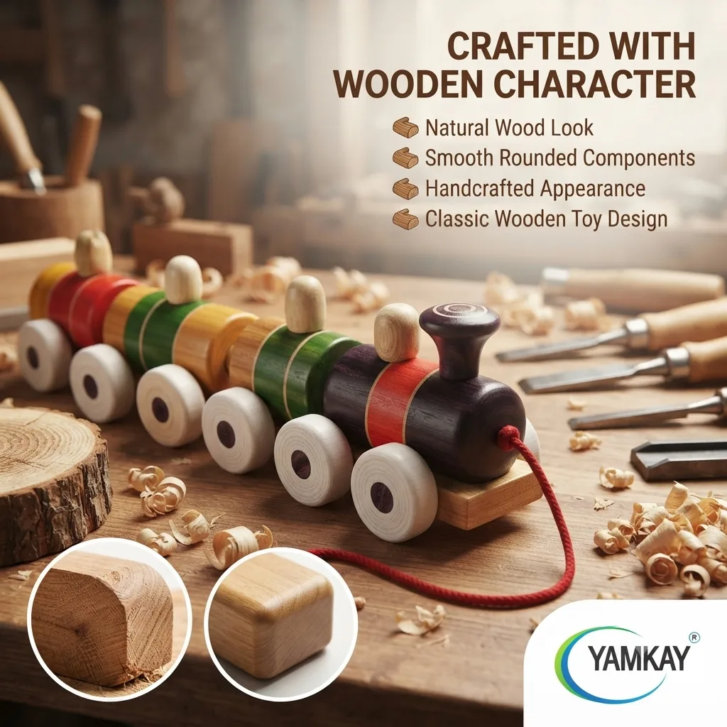 Wooden Pull Train Toy for Kids, Traditional Wooden Toy Train with Pull-Along Design, Colourful Educational Activity Toy for Boys & Girls, Screen-Free Indoor Play Toy, Gift for Children