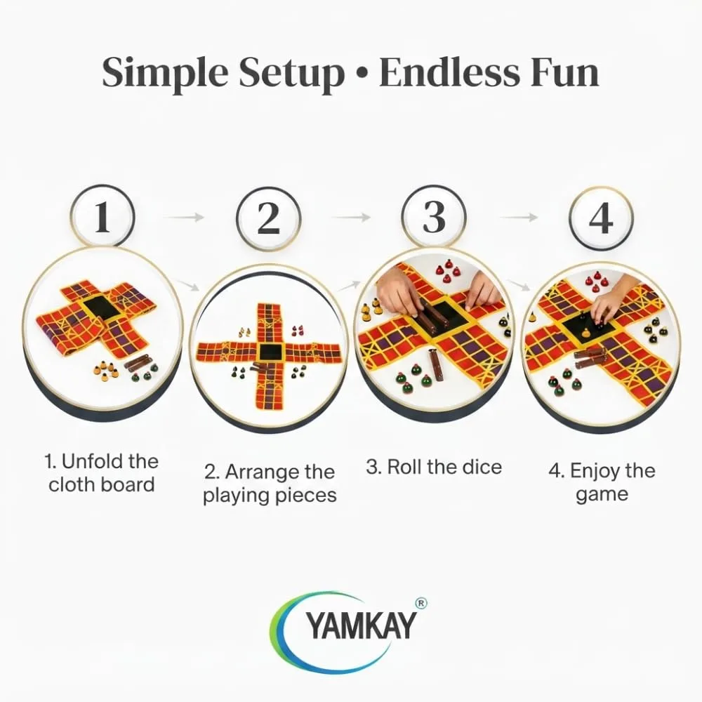 Premium Ludo Cloth Game Set | Classic Indoor Family for All Ages | 2-4 Player Strategy Dice Game | Perfect for Friends & Family Time | Multicolor Pack of 1
