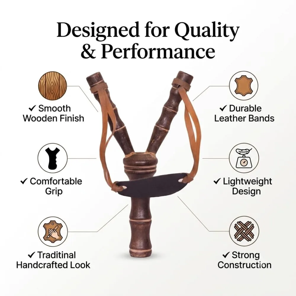 Wooden Slingshot Catapult Toy for Kids, Traditional Wooden Target Practice Toy, Handheld Skill-Based Outdoor Play Toy for Boys and Girls, Fun Interactive Classic Game for Home and Garden