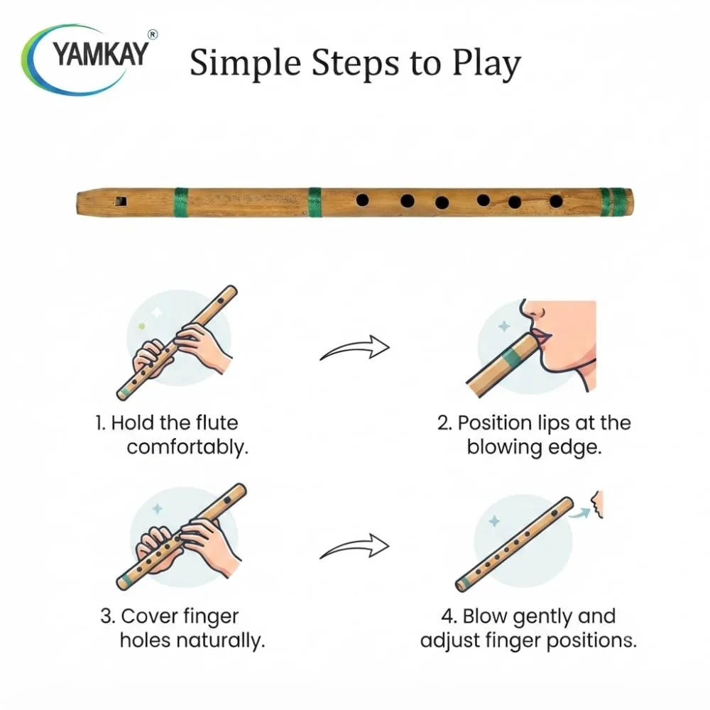 Bamboo Flute for Beginners – Kids Musical Instrument | Easy-to-Play Wooden Flute for Children | Natural Sound & Lightweight Design
