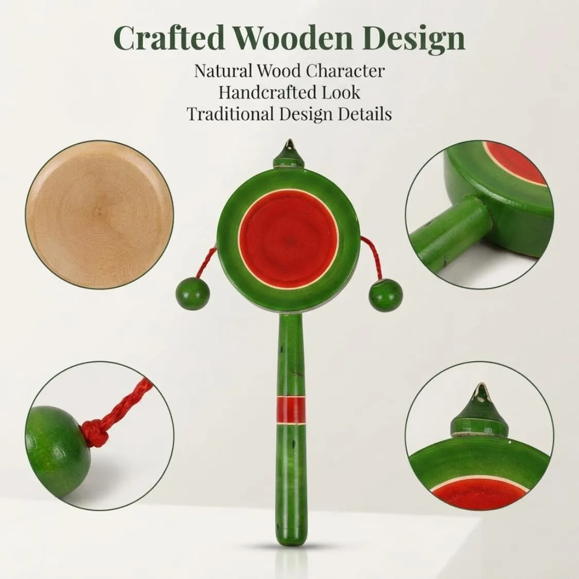 Wooden Plate Rattle Toy for Kids, Traditional Wooden Sound Rattle, Lightweight Handheld Musical Toy for Children, Interactive Sensory Play Toy, Classic Wooden Toy for Home and Gifting