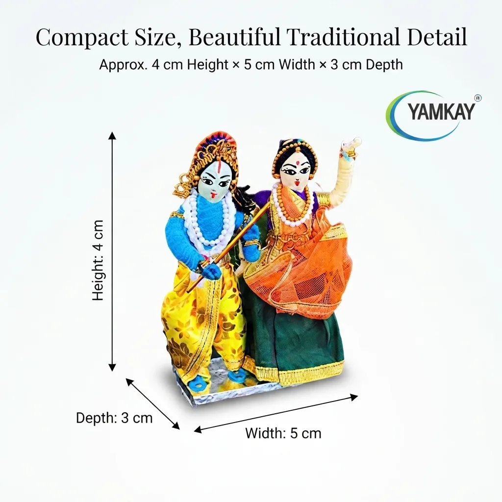 Handmade Radha Krishna Doll | Traditional Indian Divine Couple Figurine | Handcrafted Decorative Idol for Home, Pooja Room, Living Room, Office & Festive Decor | Ethnic Gift