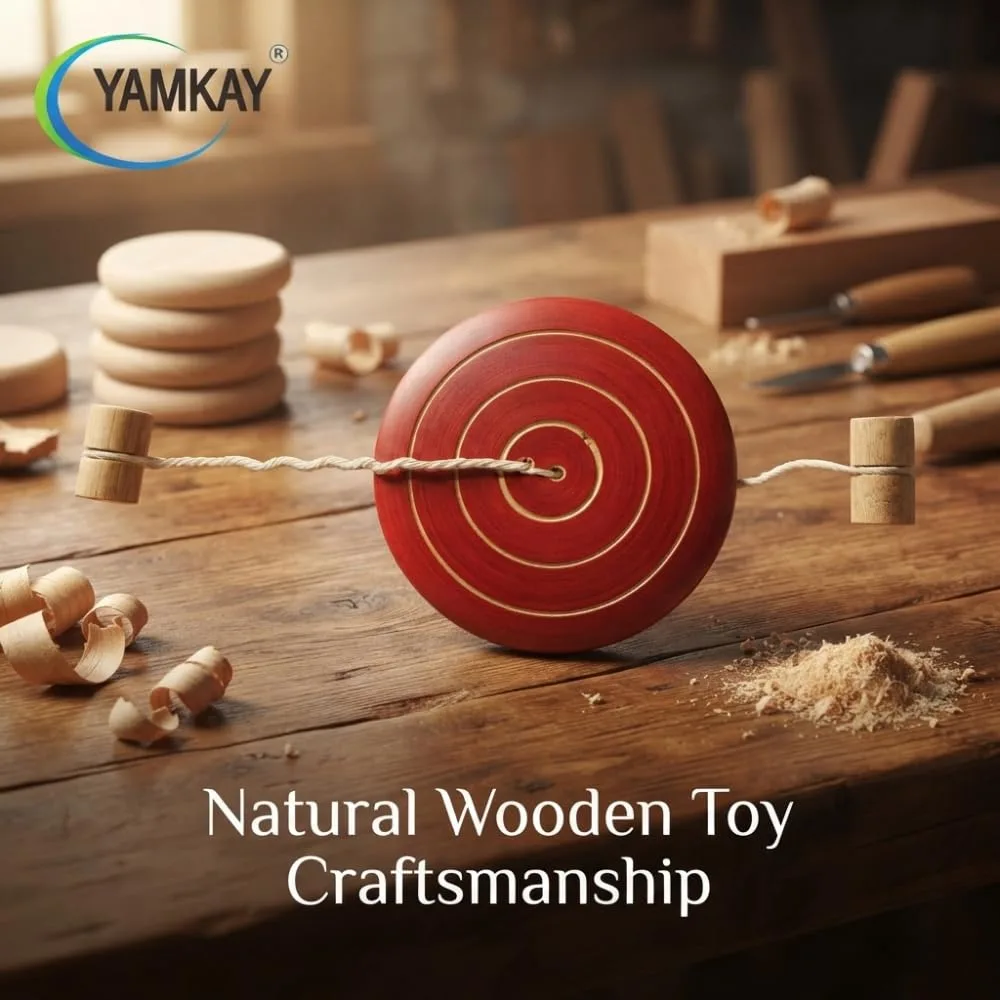 Button Spinner Wooden Toy | Traditional Spinning Toy for Kids | Eco-Friendly & Safe | Fun and Engaging Activity | Improves Coordination | Ideal for Gifting | Multi-Color Pack of 1
