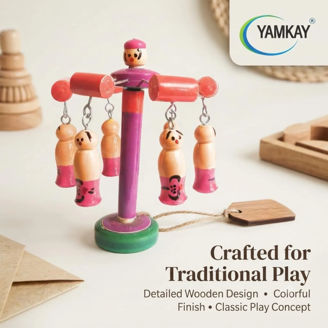Wooden Traditional Merry Go Round Toy for Kids Balancing Wooden Balancing Toy Carousel Toy for Kids Merry Go Round Toy for Babies Pack of 1
