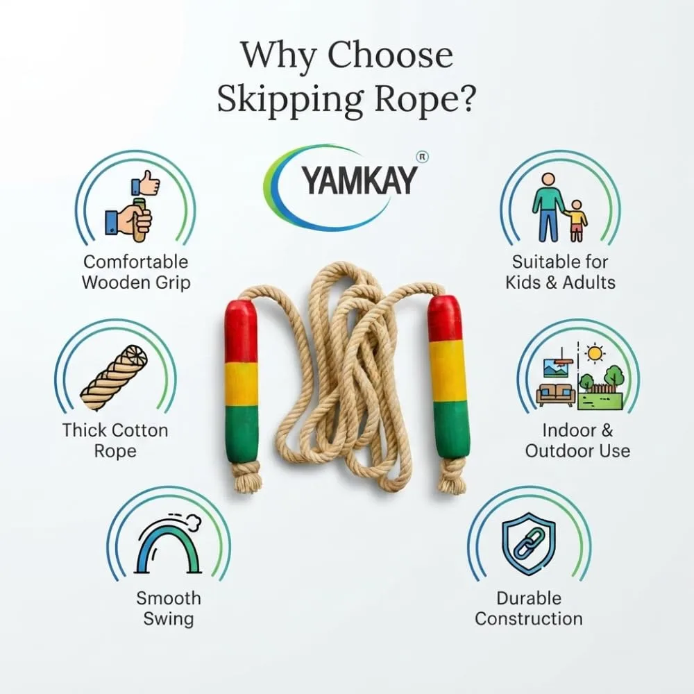 Skipping Rope for Kids & Adults, Adjustable Jump Rope with Comfortable Handles, Lightweight Exercise Rope for Indoor & Outdoor Fitness, Cardio Training, Fun Play, Agility & Coordination