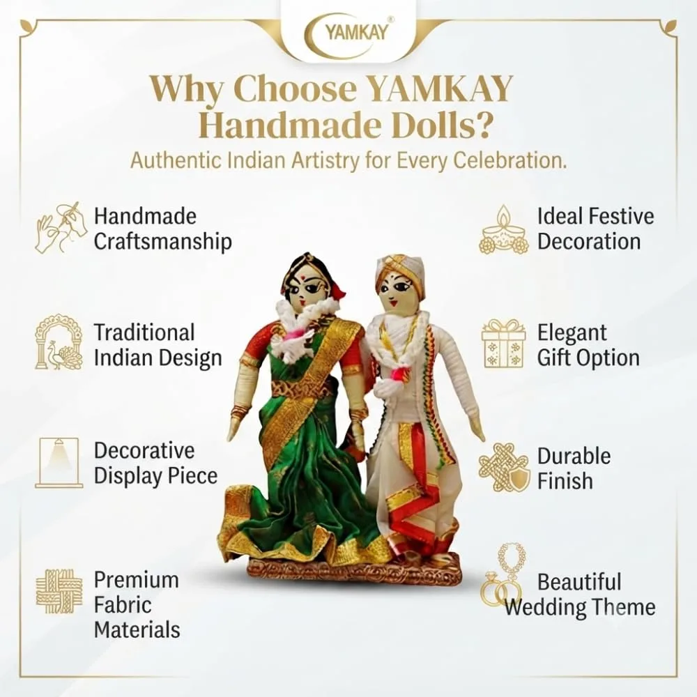 Traditional Indian Married Bride & Groom Toy Set – Ideal for Home Decor, Wedding Decoration, and Kids Toys, Bride & Groom Set, Cultural Indian Wedding Gift, Perfect for Festivals, Pack of 1