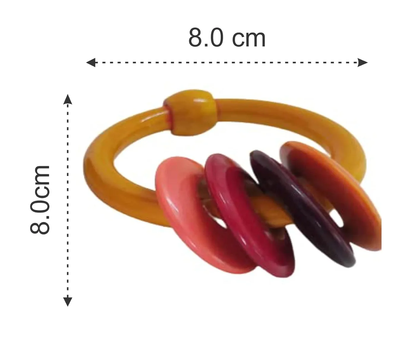 Wooden Tubular Ring Rattle Music Maker for Infants & Babies 6 Months+, Baby Handheld Rattle Toy, Wooden Sound Shaker Toy for Sensory Play, Grasping & Early Development, Pack of 2