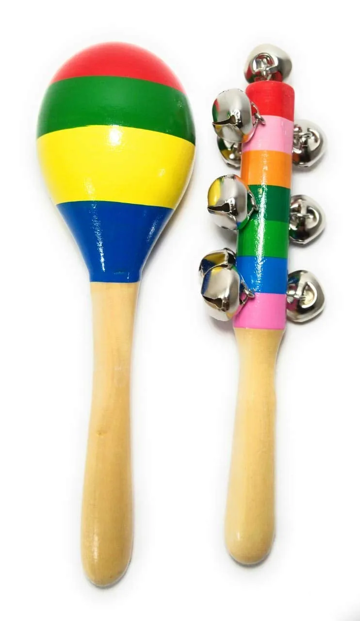 Baby Rattle Toy – Jingle Bell & Shaker Wooden Baby Toy, Musical Sound Rattle for Infants and Toddlers, Lightweight Grip-Friendly Sensory Toy for Early Play, Hand-Eye Coordination & Fun