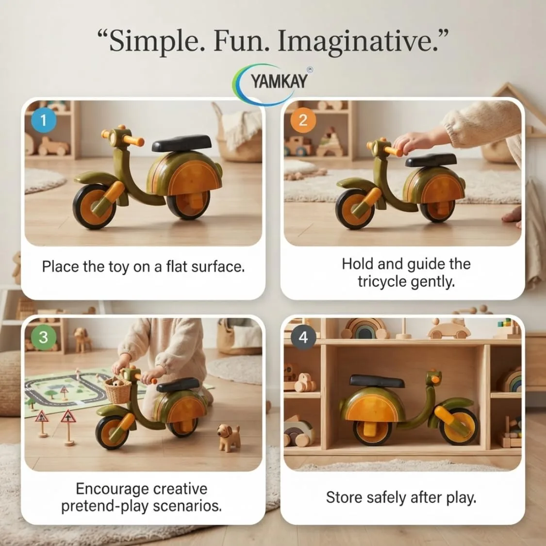 Kids Scooter Toy for Boys and Girls, Colorful Mini Scooter Ride-On Toy with Easy-to-Handle Design, Fun Pretend Play Vehicle for Toddlers and Young Children, Indoor & Outdoor Play