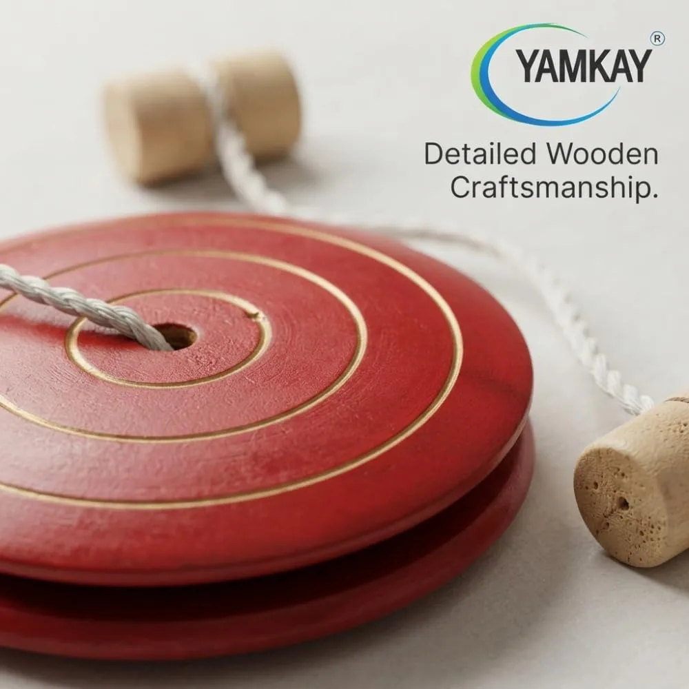 Button Spinner Wooden Toy | Traditional Spinning Toy for Kids | Eco-Friendly & Safe | Fun and Engaging Activity | Improves Coordination | Ideal for Gifting | Multi-Color Pack of 1