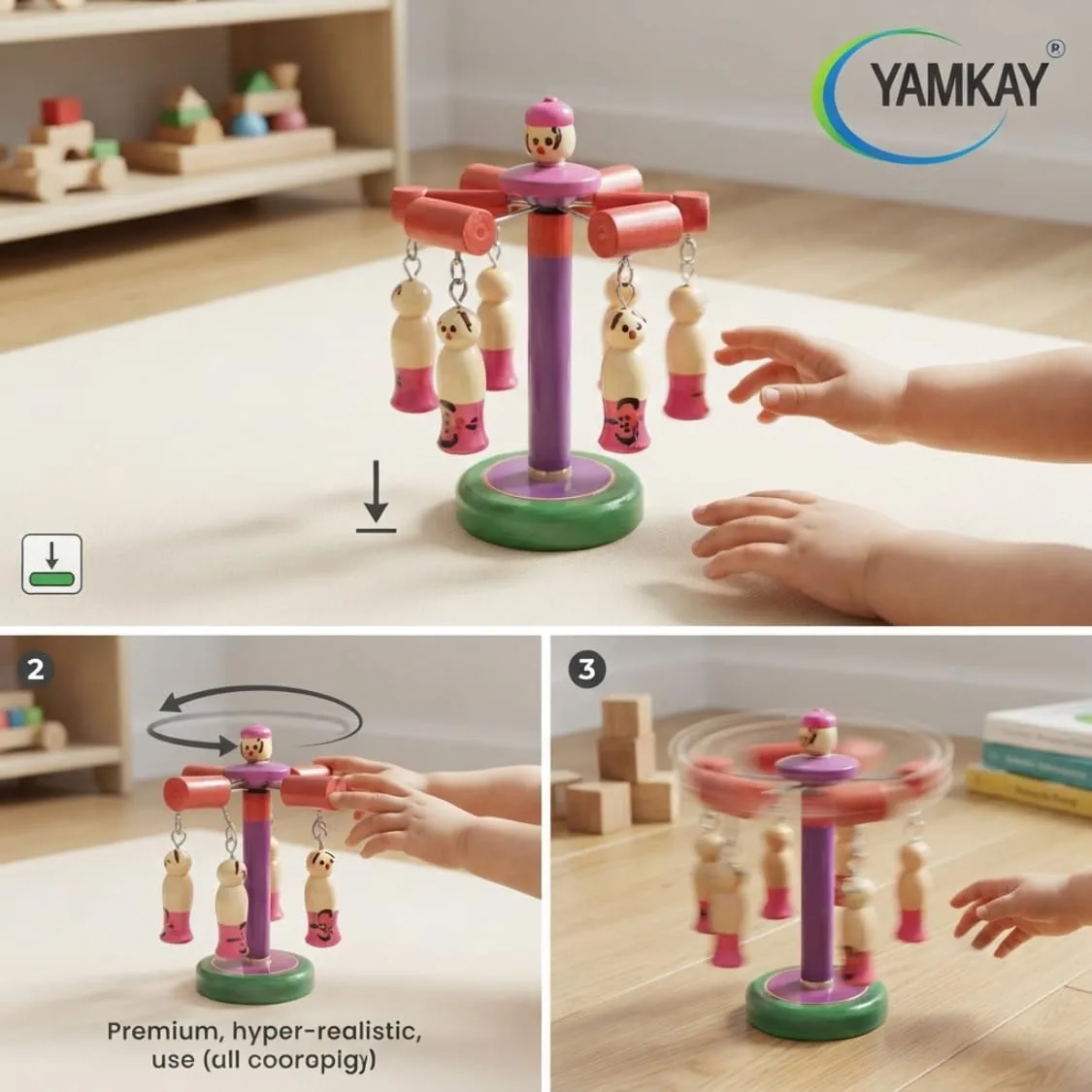 Wooden Traditional Merry Go Round Toy for Kids Balancing Wooden Balancing Toy Carousel Toy for Kids Merry Go Round Toy for Babies Pack of 1