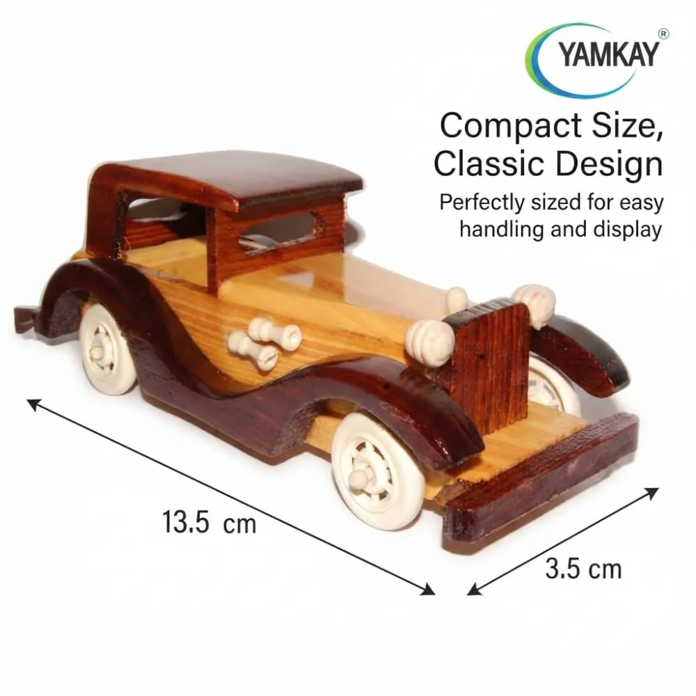 Wooden Vintage Classic Vehicle Car – Small Retro Model for Home Decoration & Kids Playing Toy – Handcrafted Wooden Vintage Car, Ideal for Display, Collectibles & Gifts – Pack of 1