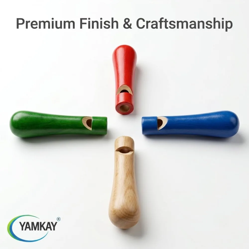 Wooden Whistle Sleek, Natural Wooden Whistles for Kids | Safe, Non-Toxic, and Eco-Friendly | Colorful Design for Playtime & Outdoor Activities | Perfect Gift for Children Multicolor Set of 4