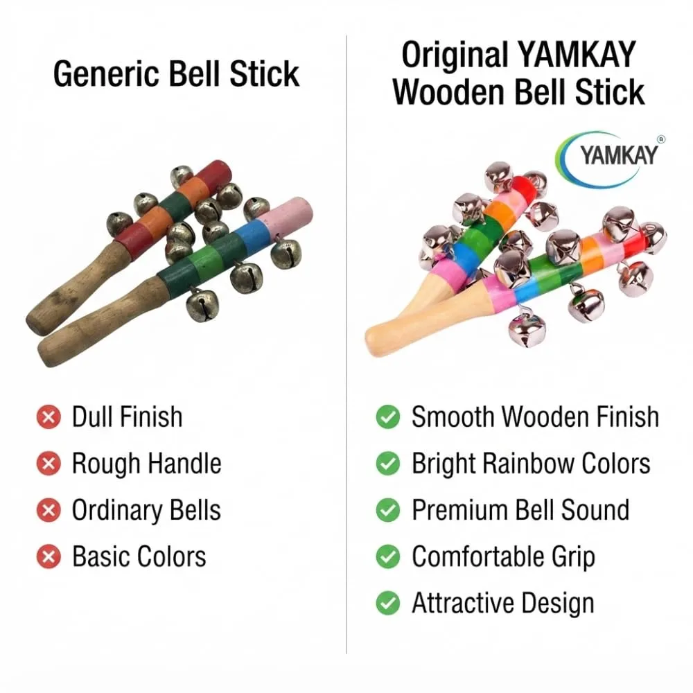 Wooden Rainbow Handle Jingle Bell Rattle Toy for Babies and Toddlers, Colorful Wooden Musical Rattle with Easy-Grip Handle, Gentle Jingle Sound, Handcrafted Sensory Activity Toy for Kids