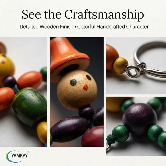Handcrafted Wooden Joker Keychain for Men & Women, Traditional Handmade Wooden Key Ring, Cute Joker Character Key Holder, Lightweight Pocket & Bag Accessory, Unique Gift for Kids & Adults