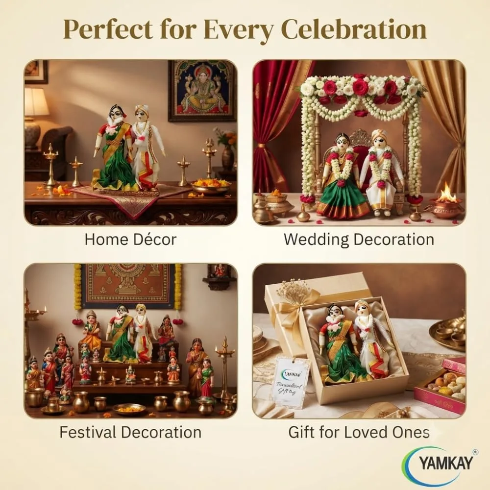 Traditional Indian Married Bride & Groom Toy Set – Ideal for Home Decor, Wedding Decoration, and Kids Toys, Bride & Groom Set, Cultural Indian Wedding Gift, Perfect for Festivals, Pack of 1