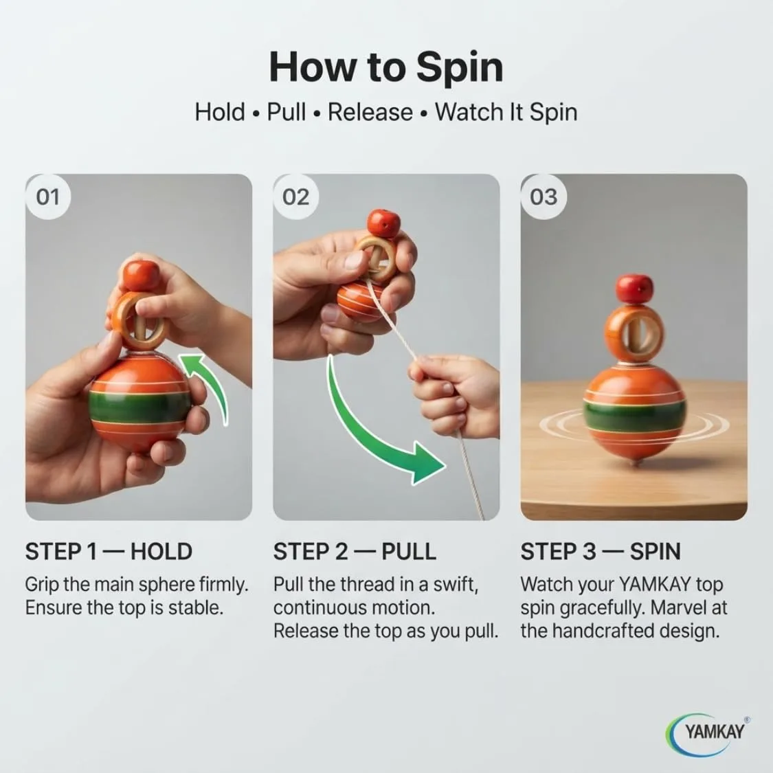 Round Thread Pulling Spinning Top Toy for Kids, Traditional Handmade Spinning Toy with Pull String, Fun Rotating Activity Toy for Boys and Girls, Educational Skill Development Toy for Indoor Play(color may vary)