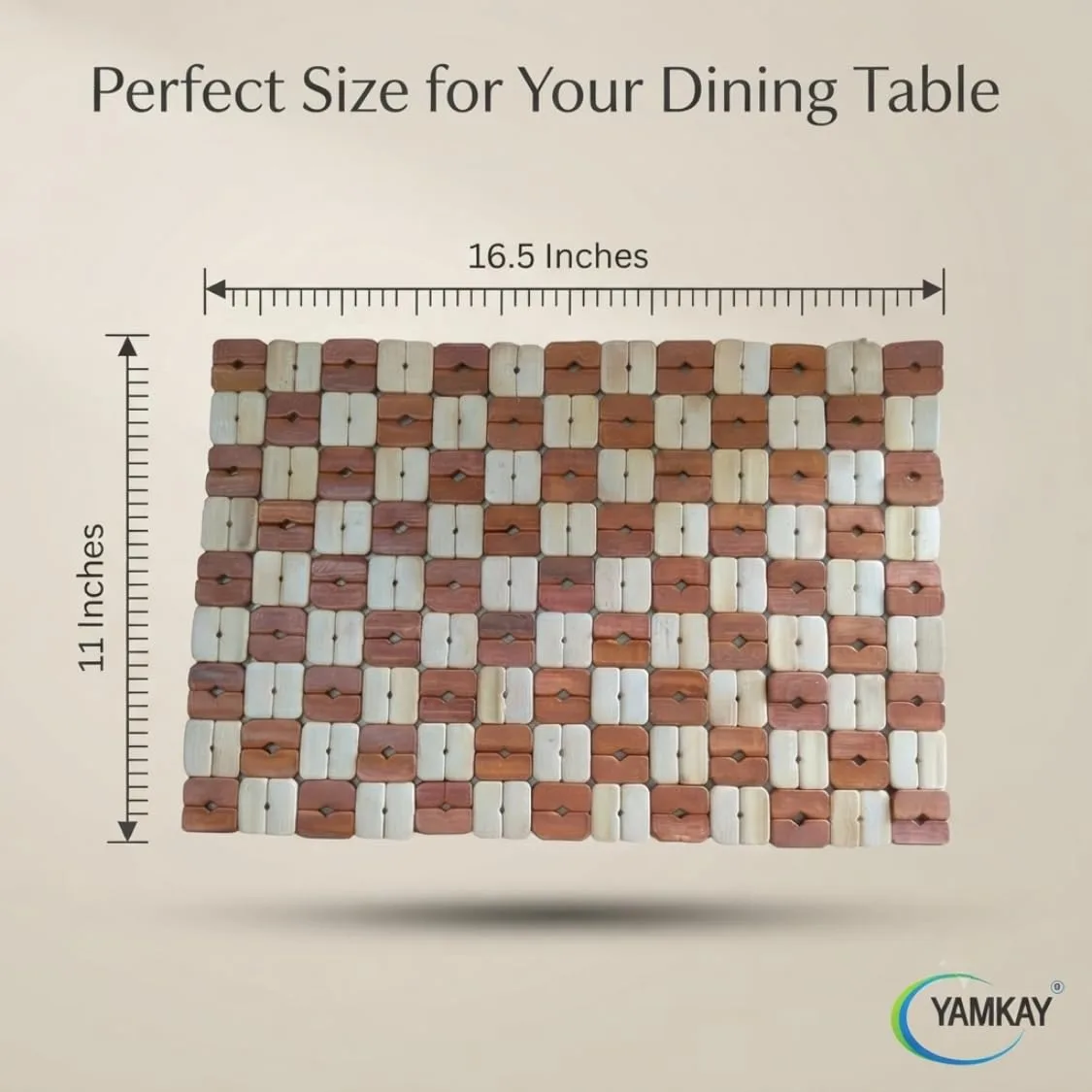 Bamboo Rectangular Dining Table Placemat | Heat Insulation Table Pad | Stylish and Functional for Dining, Kitchen, Outdoor | Non-Slip | Protects Tables from Heat, Spills & Stains Pack of 1