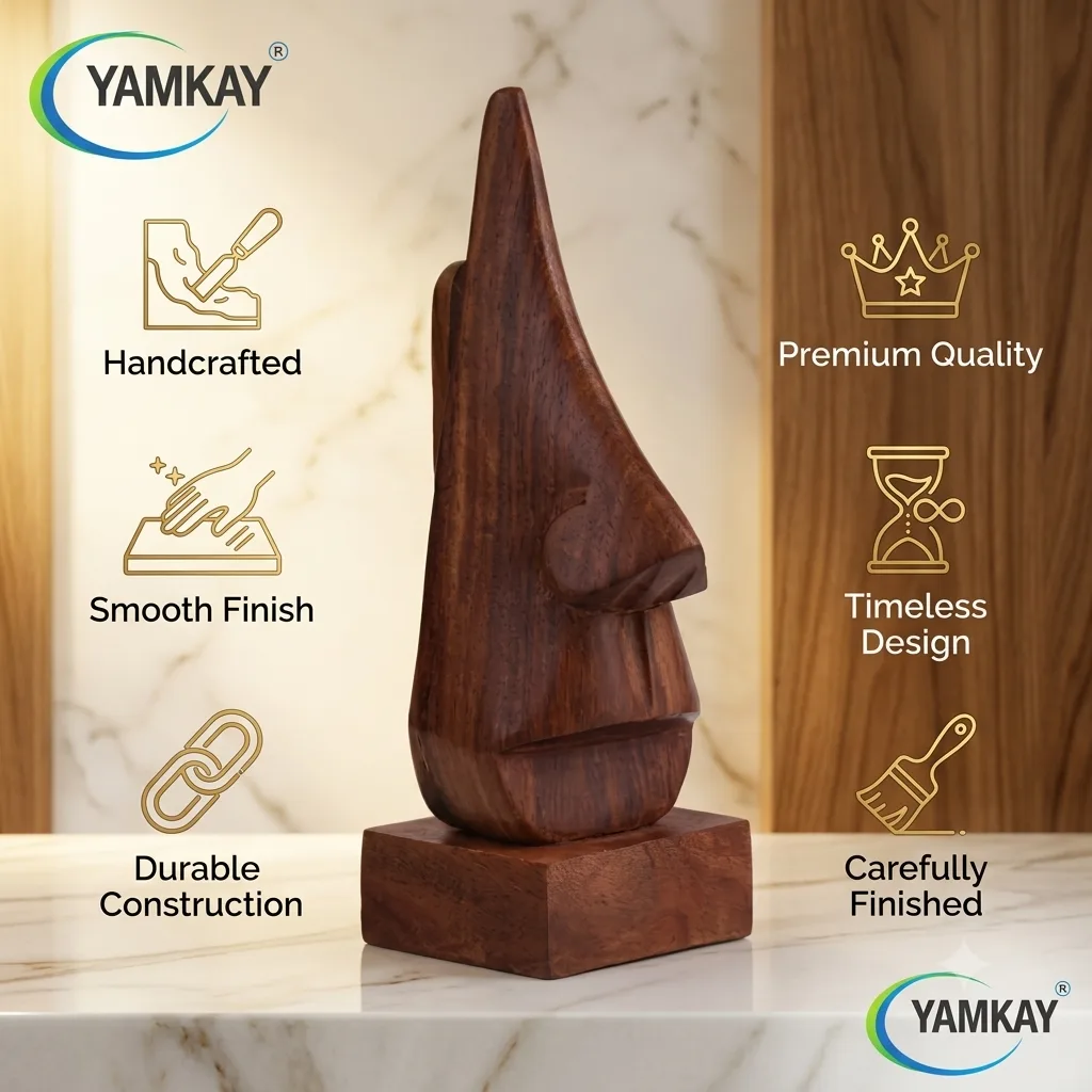 Handmade Wooden Spectacle Holder Stand | Nose-Shaped Eyeglass Display with Moustache Showpiece | Unique Eyewear Organizer for Home, Office, or Gift | Wooden Eyeglass Holder pack of 1