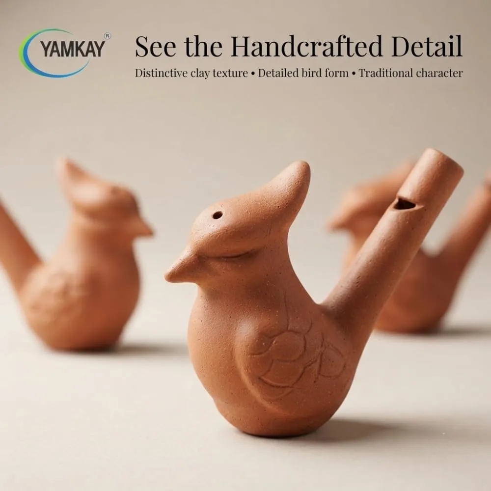 Mud Water Bird Whistle Toy Pack of 4 | Handmade Clay Animal Whistle | Fill Water & Blow Sound | Traditional Kids Toy & Return Gift