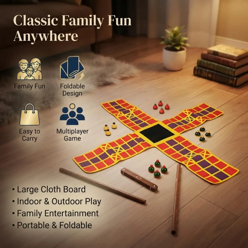 Premium Ludo Cloth Game Set | Classic Indoor Family for All Ages | 2-4 Player Strategy Dice Game | Perfect for Friends & Family Time | Multicolor Pack of 1