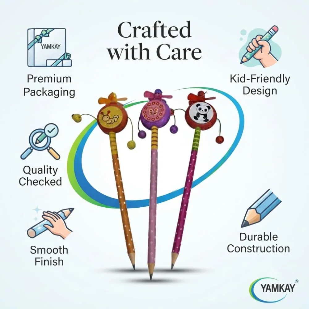 Wooden Cartoon Shape Animals Design Pencil Set for Kids, Cute Animal Printed Wooden Pencils for Drawing, Writing, Sketching & School Use, Fun Stationery Gift for Boys and Girls, Creative Learning Supplies