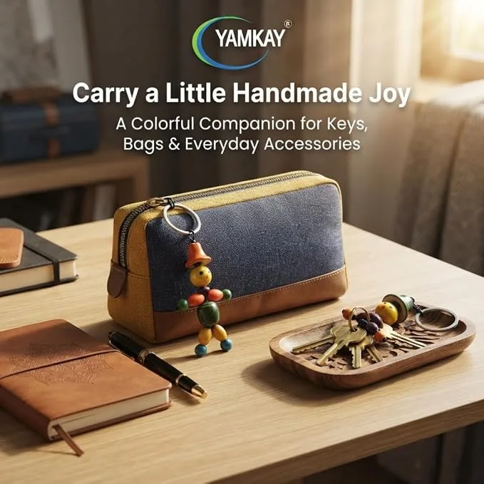 Handcrafted Wooden Joker Keychain for Men & Women, Traditional Handmade Wooden Key Ring, Cute Joker Character Key Holder, Lightweight Pocket & Bag Accessory, Unique Gift for Kids & Adults