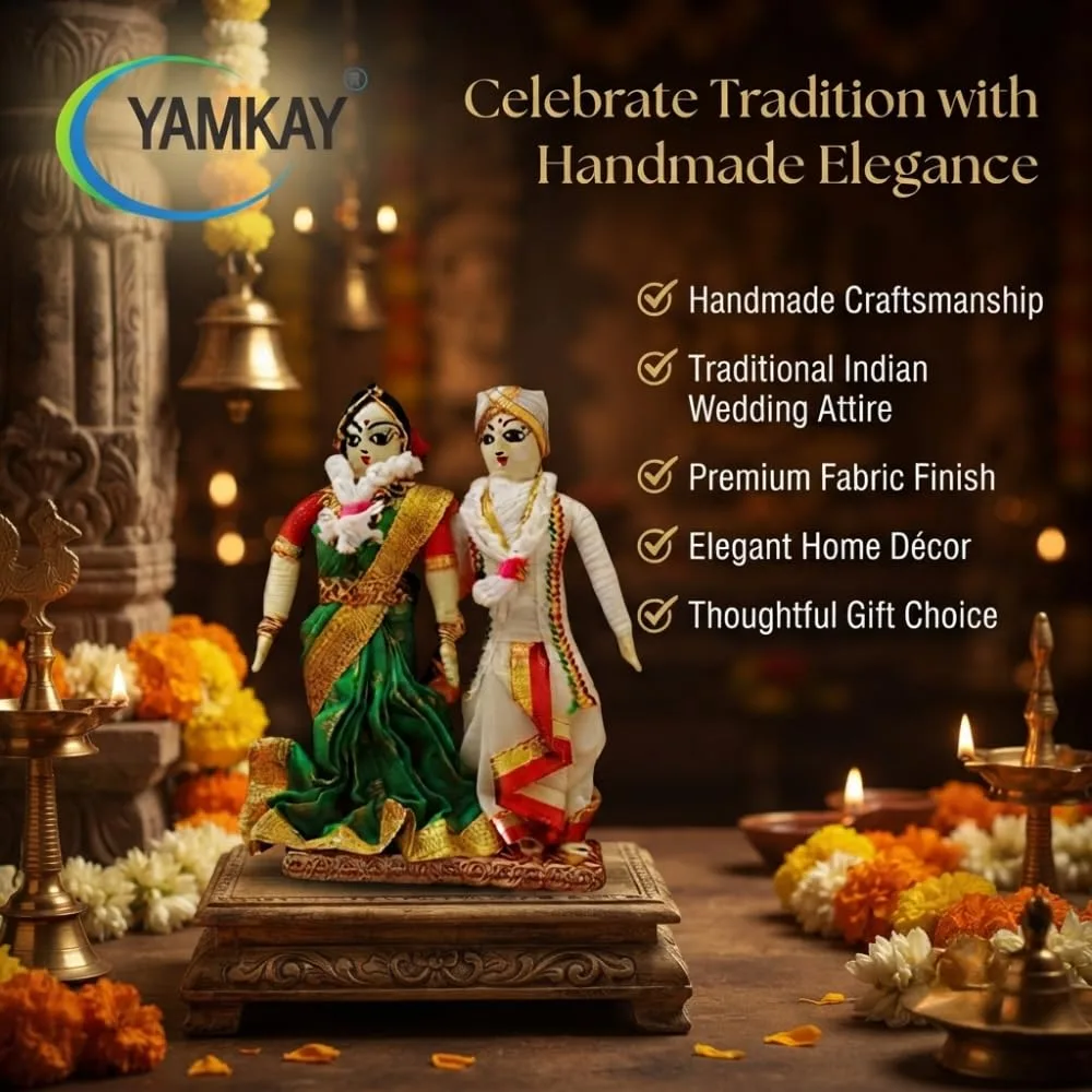 Traditional Indian Married Bride & Groom Toy Set – Ideal for Home Decor, Wedding Decoration, and Kids Toys, Bride & Groom Set, Cultural Indian Wedding Gift, Perfect for Festivals, Pack of 1