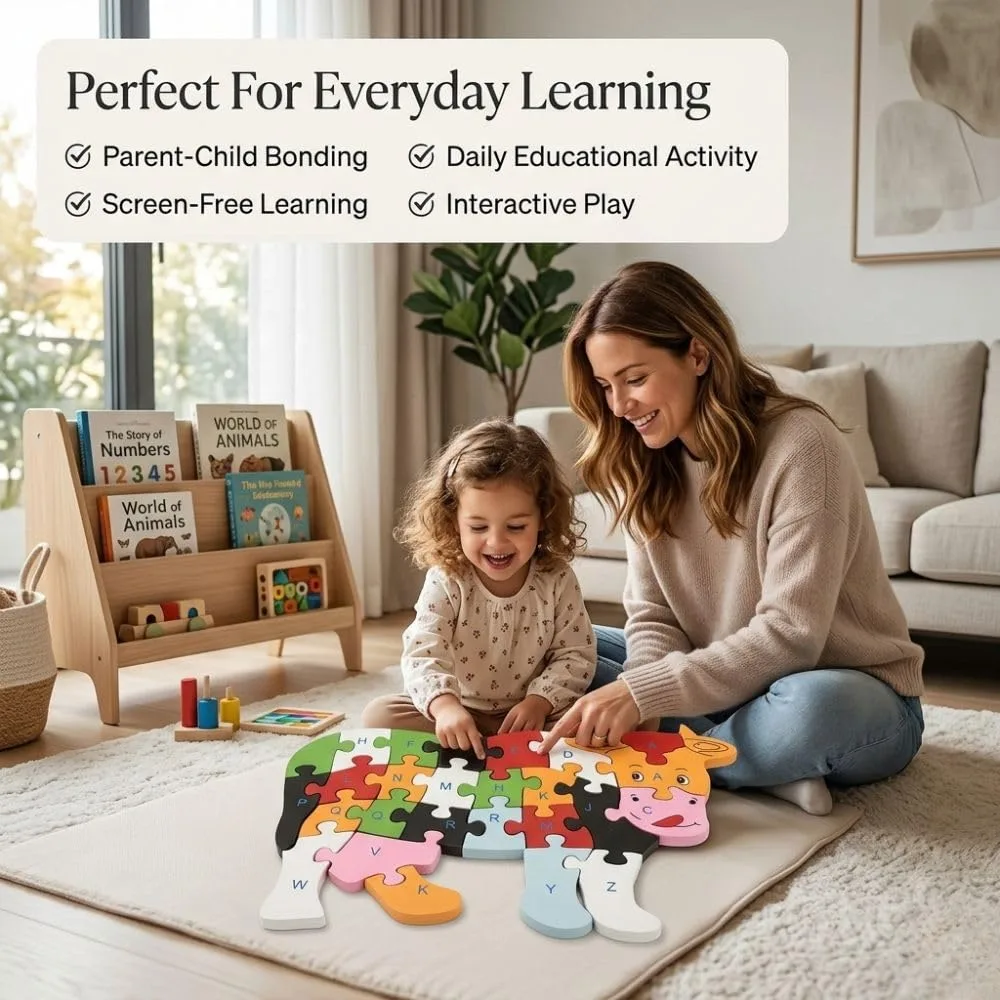 Cow Puzzle for Kids, Fun Animal-Themed Educational Puzzle Toy for Children, Interactive Brain Game for Learning, Matching, Problem Solving, Hand-Eye Coordination & Creative Play