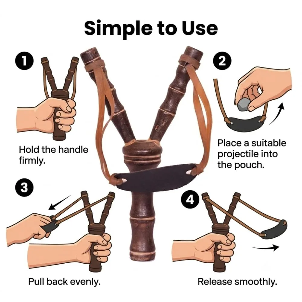Wooden Slingshot Catapult Toy for Kids, Traditional Wooden Target Practice Toy, Handheld Skill-Based Outdoor Play Toy for Boys and Girls, Fun Interactive Classic Game for Home and Garden