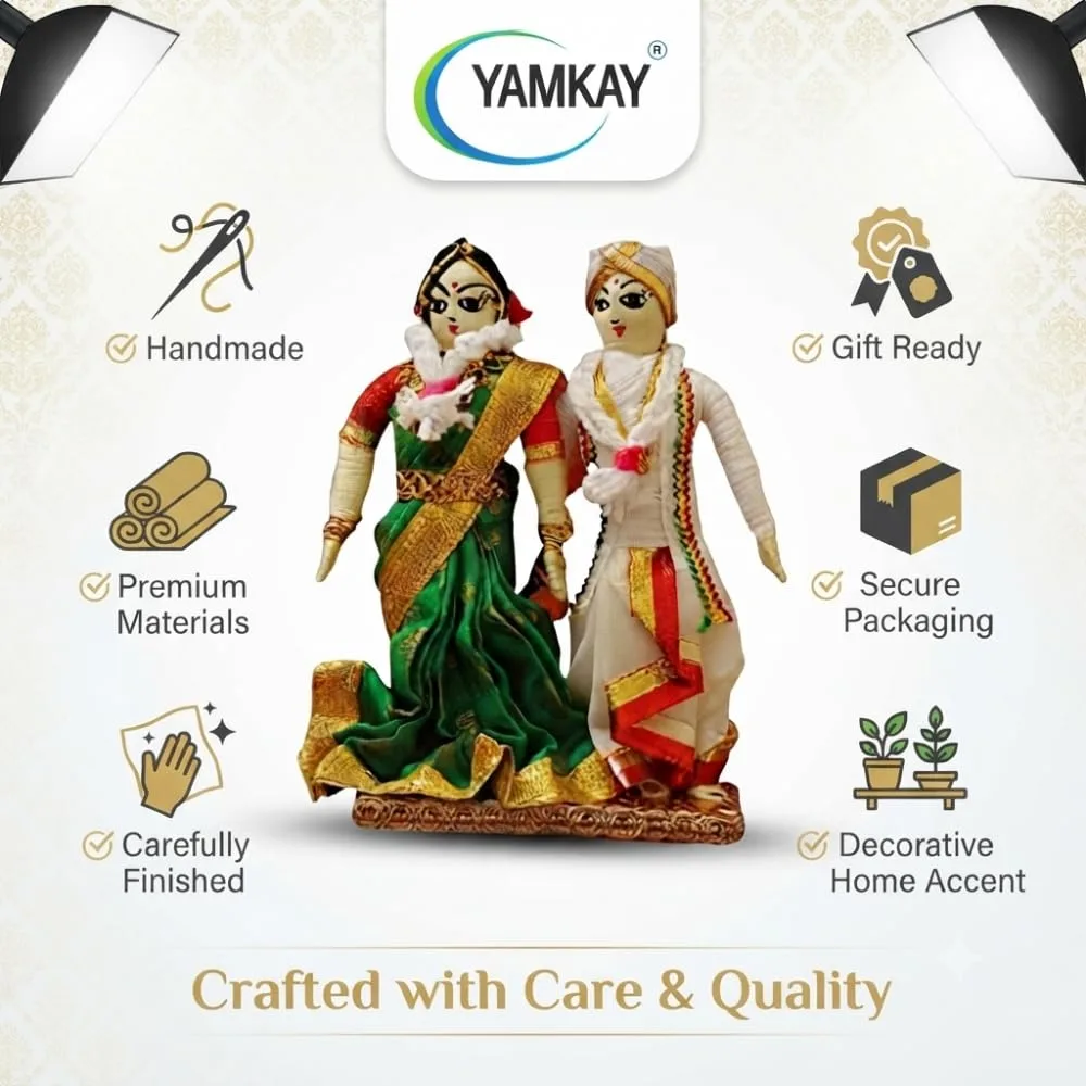 Traditional Indian Married Bride & Groom Toy Set – Ideal for Home Decor, Wedding Decoration, and Kids Toys, Bride & Groom Set, Cultural Indian Wedding Gift, Perfect for Festivals, Pack of 1